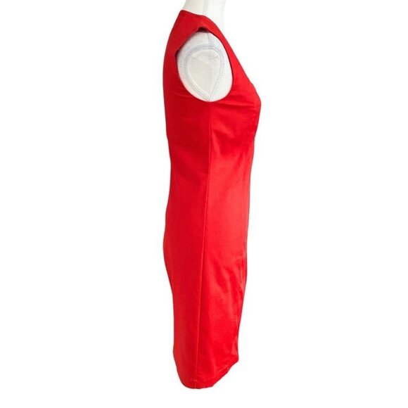 SARAH PACINI RED SQUARE NECK FRONT ZIP BODYCON DRESS - XS - Picture 2 of 11